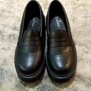 Vegan leather platform loafers - black